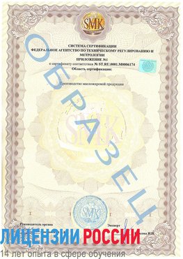 Образец сертификата соответствия (приложение) Богучар Сертификат ISO 22000